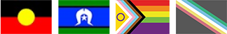Indigenous, pride and disability pride flags
